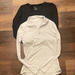 All in Motion Black and Cream Long Sleeve Tees